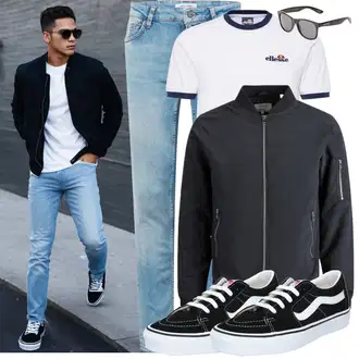 Sommer Outfit mit Schwarz/Creme/Weiß Sommer Sneaker/Turnschuh ohne Schnürsenkel/Sneaker Low/Skateschuh/Canvas-Sneaker/Schmaler Sneaker/Vintage Sneaker Vans "Cool Outfit"
