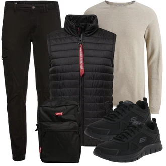 Outfit mit Schwarz/Rot/Grau/Dunkelrot Mantel Alpha Industries "Cool Outfit"