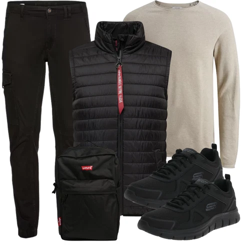 Winter Schwarz/Khaki/Dunkelgrau Cargohose/Funktionshose/Zip Off Hose/Cargo-Jogginghose/Trekkinghose/Winterhose Jack & Jones kombinieren