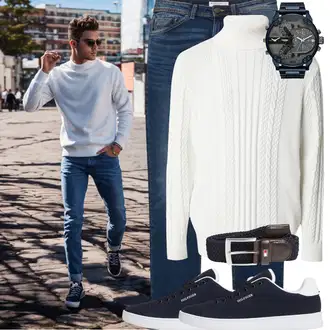 90er Outfit mit Blau/Dunkelblau/Hellblau Hose Große Größe/Winterjacke/Straight Leg Jean/Sportschuhe/Regular-Fit Jeans/Thermojeans/Cropped Jeans/Girlfriend Jeans/Herren Lederjacke/Formelles Hemd/Damen 7/8-Länge Jeans/Dad Jeans/Slim Fit Jeans/Vintage Jeans/Schlupfjeans Tom Tailor "Cool Outfit"Look: Uni, Classic, Retro, Premium, 90er, Schlichte, Vintage, Coole