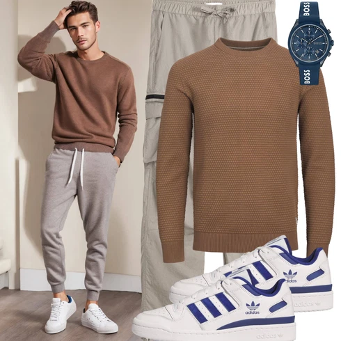 Beige/Orange/Braun/Khaki Basic Pullover/FeinstrickPullover/Kaschmir Pullover/StrickPullover/Rundhals Pullover/Einfacher Pullover/Thermo Pullover/WollPullover Jack & Jones kombinieren