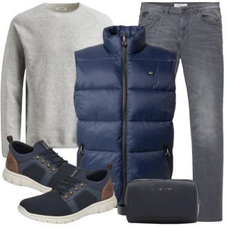 Winter Outfit mit Grau/DunkelGrau/Dunkelblau/HellGrau Hose Große Größe/Thermojeans/Straight Leg Jean/Low Rise Jean/Winterjacke/Sportschuhe/Leder Schuhe/Slim Fit Jeans/Regular-Fit Jeans/Damen 7/8-Länge Jeans/Jeans mit Schlitz/Schlupfjeans/Tapered-Jeans Tom Tailor "Cool Outfit"
