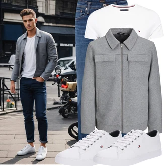Schmal Kurvige Outfit mit Weiß/Creme Bluse Große Größe/Shirt & Top Große Größe/Kurzarm T-Shirt/Ausgefallenes T-shirt/Laufschuhe für Männer/Funktions T-Shirt/Casual T-Shirt/Sport-T-Shirt/Shirt Tommy Hilfiger "Cool Outfit"