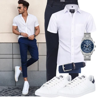 Elegant Outfit mit Dunkelblau/Blau Hose Große Größe/Slim Hose/Chino Hose/Sporthose/Trainingshose/Funktionshose/Skinny Hose/Treggings/Stretchhose/Jerseyhose Only & Sons "Cool Outfit"Look: Uni, Outdoor, Unisex, Sportlich, Smart Casual, Coole, Casual, Büro, Old Money, Elegant, Schlichte