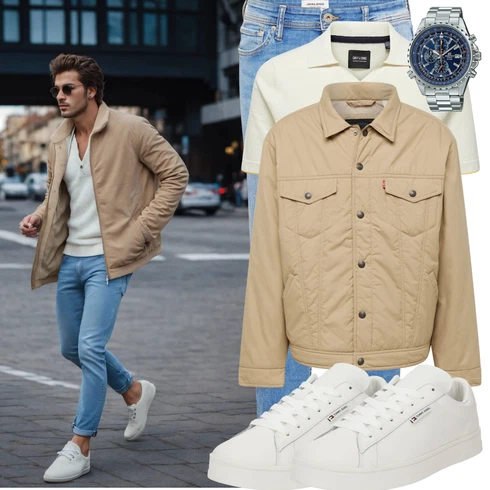 Khaki/Beige/Braun Übergangsjacke/Vintage Jacke/Cordjacke/Nachhaltige Jacke/Steppjacke/Wachsjacke levi's ® kombinieren