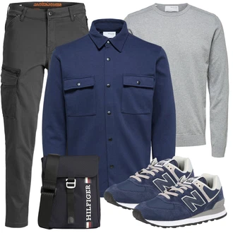 Outfit mit Grau/HellGrau Sport Sweatshirt/Women's Fleece Sweatshirts/Pullover mit Stehkragen/Damen Pullover SELECTED HOMME "Cool Outfit"