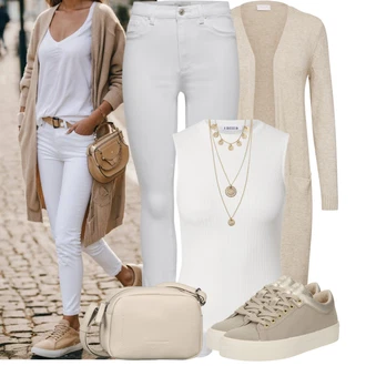 Outfit s Béžová/Khaki/Hnědá Nízká Teniska/Teniska teddy/Plátěná Teniska/Úzká Teniska/Kožené Tenisky Geox "Jedinečný volnočasový outfit"