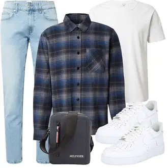 Frühlings Outfits Esthetische mit Weiß/Blau Sneaker Low/Leder Sneaker/Schmaler Sneaker Nike Sportswear "Cooles Outfit"Look: Uni, Rap, Extravagante, Bad Taste, Esthetische, Sportlich, Unisex, Streetwear, Boyfriend, Classic