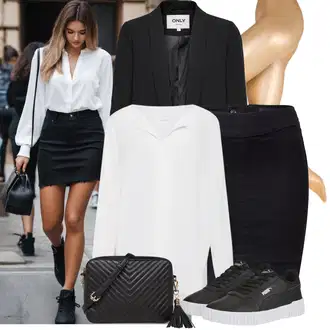 Denim/Traper Outfit sa Crna/Tamnoplava/Tamnosiva Mini Suknja/Kordasta Suknja/pencil suknja/Traper Suknja/Suknja Iz 90-ih/Pletena suknja/Koledž Suknja/Suknja Školske Uniforme Only "Cool za slobodno vrijeme"