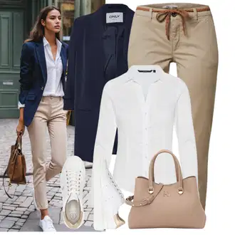 Outfit s Krémová/Bílá/Hnědá/Béžová Teniska Letní Tenisky/Úzká Teniska/Kožené Tenisky/Teniska teddy/Nízká Teniska/Teniska na platformě BOGNER "Lehký outfit"