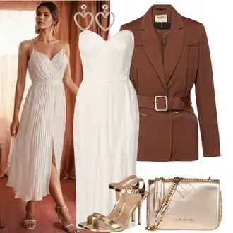 Kombinacije za vjenčanje Old Money sa Bijela Haljina Trendyol "Ekstravagantni Večernji Izgled"Look: Burleska, Old Money, Elegantan, Chic, Ekstravagantno, Preodjeven, moderne, Šik