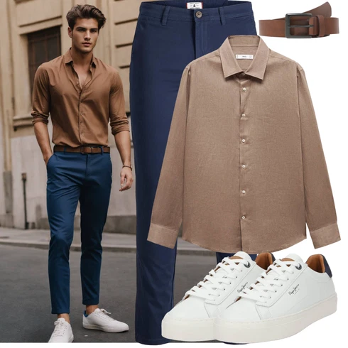Oversize Braun/Beige/Khaki Hemdbluse/Casual Hemd/Business Hemd/Musselin Hemd/BusinessHemd/Bügelfreies Hemd Mango man kombinierenLook: Oversize, Büro, Smart Casual, Unisex, Schön, Safari, Moderne, Workwear, Casual, Classic