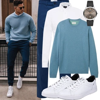 Outfit mit Weiß/Creme Bügelfreies Hemd/Businesshemd/Business Hemd Only & Sons "Casual Business Outfit"