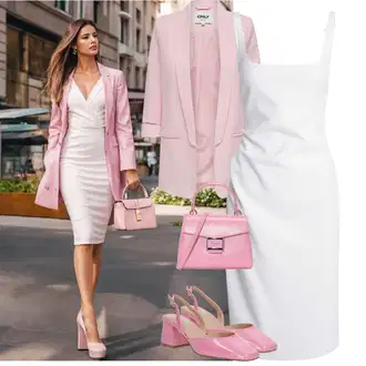 Outfit s Krémová/Bílá Šaty s Vodopádovým Výstřihem/Šaty Na Ramínko/Občanské šaty/Šaty Bez Rukávů/Šaty s Předním Zipem/Žerzejové Šaty/Pouzdrové Šaty/Pouzdrová Šat/Šaty S Rovným Střihem/Šaty s Rozparkem Hugo "Elegantní jarní outfity"