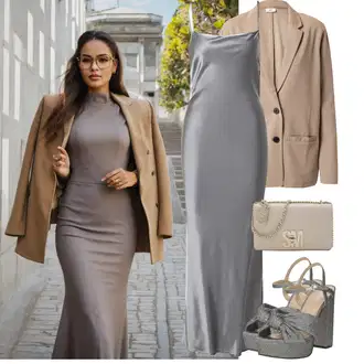 Elegantní outfity s kamínky s Tmavě šedá/Šedá/Stříbrný Sandál Na Podpatku/Sandál Na Širokém Podpatku/Platform Sandal/Sandál s podpatkem/Sandál se třpytkami MICHAEL Michael Kors "Elegantní jarní outfity"