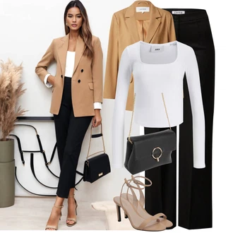 Vysoké Podpatky Outfit s Béžová/Hnědá Calvin Klein "Elegantní vzhled"