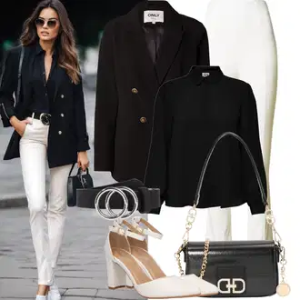 70-ich Outfit sa Bijela/Krem Lepršave Hlača/Tajica Zvonolikog Kroja/Zvonaste Hlače/Bootcut Hlača/Hlače s Prorezom/Trapez Tajice/Naborane hlače about you x laura giurcanu "Za večer"Look: 70-ich, Rad, Vanjski, Disko