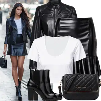 Black Outfits Estetski mit Škrlatna/Črna/Roza/Metino zelena/Zelena/Bela Kratki top Vans "Elegantna Seksi Kombinacija"Look: Lepo, 90. leta, Egirl, Ulična moda, Fancy, Estetski, Seksi, Vintage