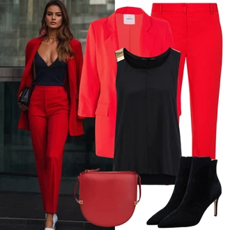 Dlouhé Outfit s Červená Kožená bunda pro muže/Blejzrové Bund/Oversize Sako/Bavlněný Sako/Kožená Pánská Bund/Elegantní Sako/Boyfriend Sako/Kožená bunda/Krátké Sako VERO MODA "Elegantní firemní vzhled"