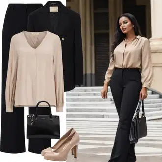 Outfity pro matriční úřad s Černá Kalhoty Chinos/Bengaline Kalhoty/Obleková Kalhoty/Úzká Kalhoty/Navlékací Kalhoty/Business Kalhoty B.young "Elegantní pracovní outfit"