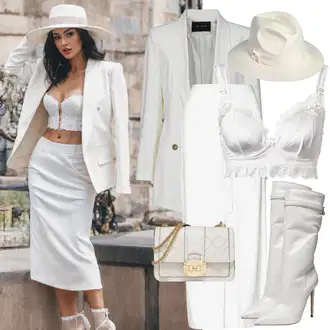 Outfity pro operu s Bílá Elegantní Sako/Kožená Pánská Bund/Kožená bunda pro muže/Boyfriend Sako/Smokingové sako/Bavlněný Sako/Blejzrové Bund/Krátké Sako/Blůzové Sako/Neformální Sako/Teplákový blejzr Ichi "Elegantní Sexy Outfit"