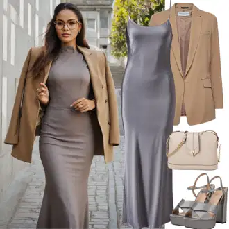 Kombinacije za operu Chic, Sportski sa Bež/Siva/Crna/Svjetlosiva Haljina Bez Naramenica/Empire haljina/Maksi Haljina Trendyol "Elegantni Stil Kleid"Look: GoGo, Elegantan, Šik, Chic, Glamurozno, Preodjeven, Old Money, Jazz, Empire, sviatočné