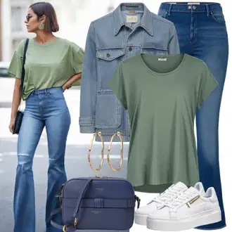 Green pants outfits "Elegantni videz iz 90. let"