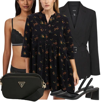 Outfit s Hnědá/Červená/Žlutá Košilové šaty/Halenkové Šaty/Tunikové šaty/Šaty S Potiskem/Manšestrové Šaty/Šaty na Podzim Only "Elegantní vzhled"