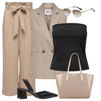 Len Léto Outfit s Béžová/Hnědá/Khaki Only "Elegantní vzhled"