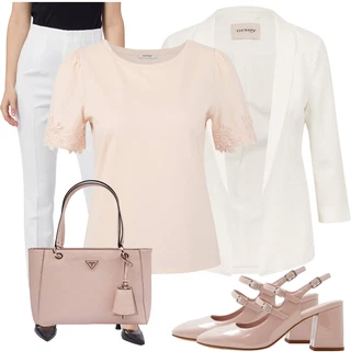 Outfit s Růžová/Hnědá/Béžová Lodička s T-páskem/Přezková bota/Boty Mary Jane Aldo "Elegantní vzhled"