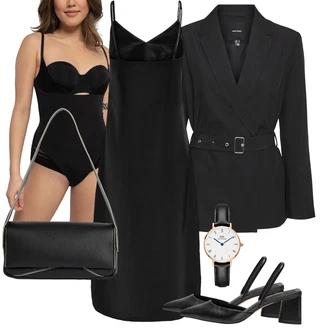 Outfit s Černá Tvarující tělo/Korselet/Body s Kosticí/Tělo bez kostic/Prsatější střih podprsenky Dorina "Elegantní vzhled"