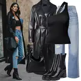 Crni trenč kaputi outfiti image
