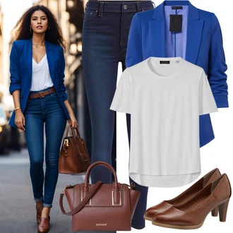 Ležérní outfity s Tmavě modrá/Světle modrá/Modrá Oblek Bezrukávní Šaty Polo Ralph Lauren "Firemní outfit s džínami"
