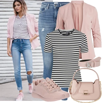 Outfit s Růžová Bota na fitness/Běžecká bota/Gymnastická bota/Tréninková bota Skechers "Stylové kombinace pro volný čas"