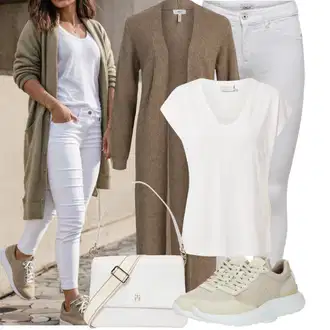 Outfit s Béžová/Khaki/Hnědá Teniska Kožené Tenisky/Teniska teddy/Teniska na platformě/Úzká Teniska/Nízká Teniska/Letní Tenisky BOGNER "Vzhledy pro volný čas"