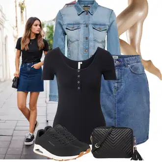 Outfit sa Bež/Zlatni najlonska čarapa/Kompresijska čarapa/najlonke/Čarapa Protiv Tromboze/Hulahopke Velike Veličine Falke "Moderní outfit pro volný čas"