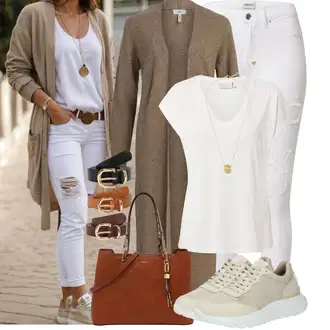 Outfit s Béžová/Khaki/Hnědá Teniska Kožené Tenisky/Teniska teddy/Teniska na platformě/Úzká Teniska/Nízká Teniska/Letní Tenisky BOGNER "Vzhledy pro volný čas"