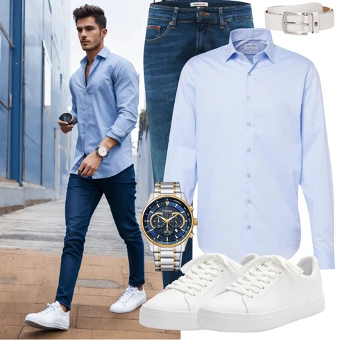 Hellblau/Blau Business Hemd/BusinessHemd/Bügelfreies Hemd Calvin Klein kombinieren
