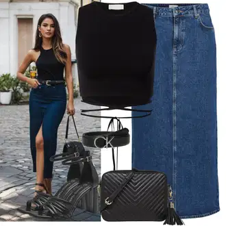 Ležérní outfity s Černá Bustierový Top/Halenka Bez Rukávů/Krátký Top/Sportovní top/Top Se Špagetovými Ramínky/Krátký Top/Tílko s ořezem Leger by Lena Gercke "Módní jarní outfit"