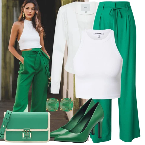 Kombinace Zelená/Tmavě Zelená/Tyrkysový Marlene Kalhoty/Palazzo Kalhoty/Mušelínové kalhoty/Kalhoty s Vysokým Pasem/Tradiční Kalhoty/Široká Kalhoty/Plážová Kalhoty/Paperbag Kalhoty studio select