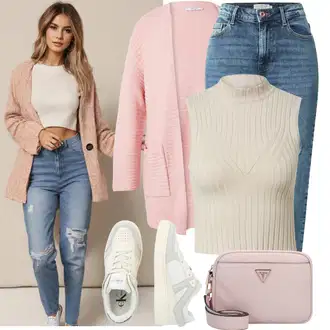 Outfit sa Bež/Krem/Bijela/Siva Tenisica s platformom/Kožna Tenisica/Vintage Tenisica/Ljetna Tenisica/Niska Tenisica Calvin Klein Jeans "Savršen za proljeće"