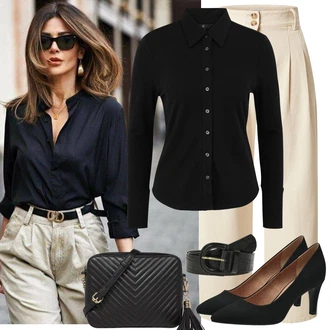 Ležérní outfity Business Zima s Černá Obchodní košile/Ležérní košile/Business košile/Nežehlivá košile banana republic petite "Business vzhled"Look: Styl, Klasické, Business, Kancelář, Pracovní oděvy