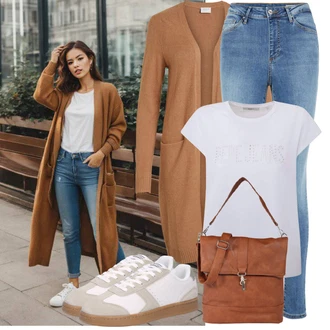 Outfit s Béžová/Hnědá/Khaki/Krémová Teniska Kožené Tenisky/Teniska teddy/Úzká Teniska/Nízká Teniska/Vintage Teniska Marc O'Polo "Jarní outfit"