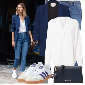 Outfit sa Pastelne boje/Smeđa/TamnoPlava/Plava Sako Jakna/Sakoi za Bluzu/Casual Sako/Kožna jakna za muškarce/Pamučni Sakoi/Elegantni Sako/Pleteni Sako/Dugi Sako/Blejzer s Printom za Žene/Kratki Sako/Kožna jakna za muškarce SOAKED IN LUXURY "Outfit za proljeće"
