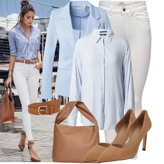 Vysoké Podpatky Outfit s Hnědá/Béžová Boss "Jarní outfit"