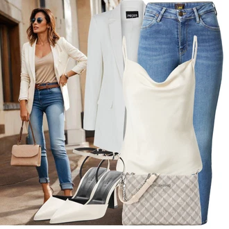 Outfit s Krémová/Červená/Bílá Bota Boty Mary Jane/Vintage Lodička/Lodička s vysokým nártem/Lodička S Páskem/Lodička s T-páskem/Lodička S Páskem/Sandál Na Podpatku/Lodička Slingback Pull&Bear "Lehký outfit"