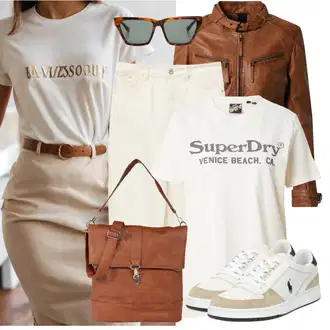 Outfit sa Bež/Krem/Bijela/Crvena/Kaki Tanka Tenisica/Kožna Tenisica/Ljetna Tenisica/Niska Tenisica/Teddy Tenisica/Vintage Tenisica Polo Ralph Lauren "Outfit za proljeće"