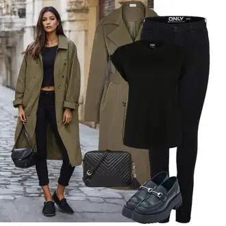Outfit sa Crna/Tamnoplava/Plava Mokasinke s platformom/Loafer Cipela/Trotteur Edited "Odjevna kombinacija za proljeće"