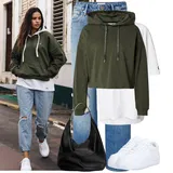 Roztrhané džíny na motorku outfity image