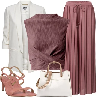 Djeveruša Outfit sa Ljubičasta/Pink Hlače Široka Hlača/Culotte Hlačice/Hlače S Naborom/Hlače s prednjim naborom About You "Lagana odjeća"